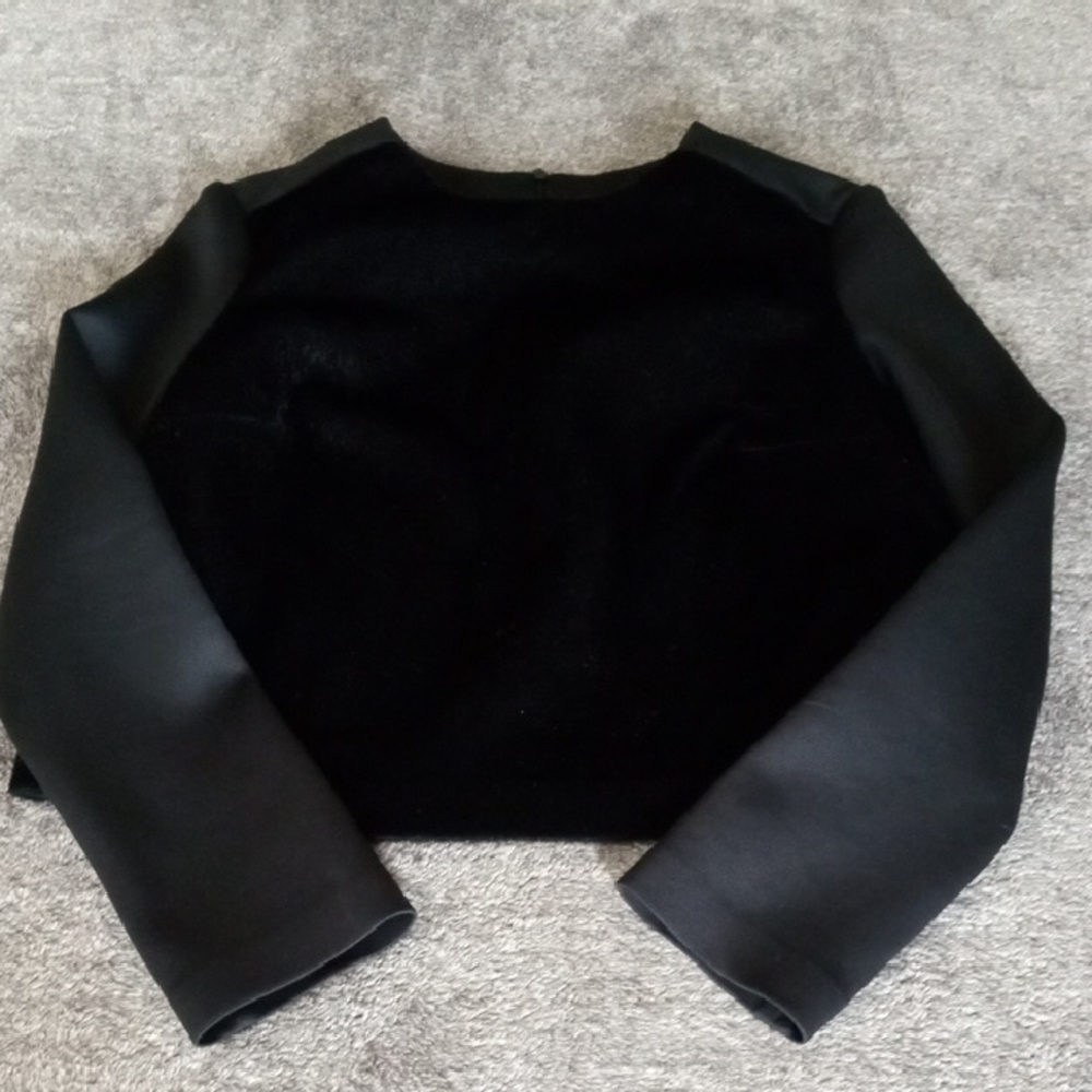 Clover Canyon Faux Pony Hair and Scuba cropped top